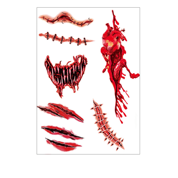 waterproof simulated scar horror half arm tattoo