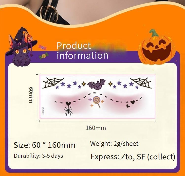 enchanting halloween face art tattoo sticker