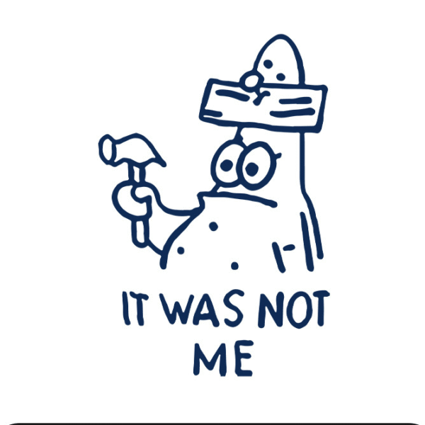 playful 'it was not me' cartoon character