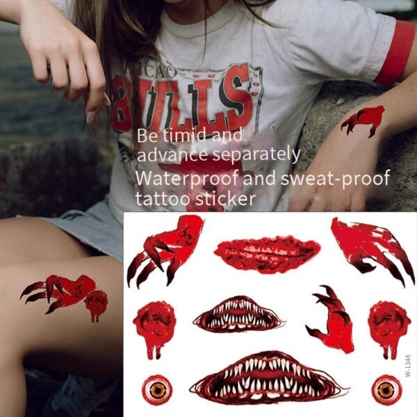 waterproof simulated scar horror half arm tattoo