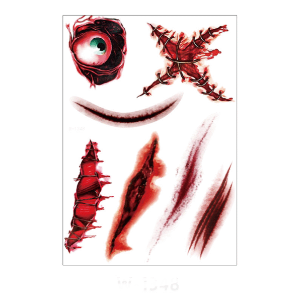 waterproof simulated scar horror half arm tattoo