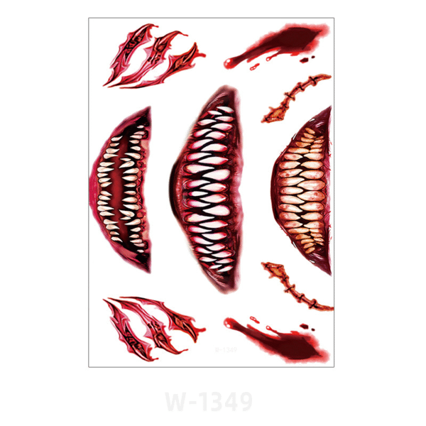 waterproof simulated scar horror half arm tattoo