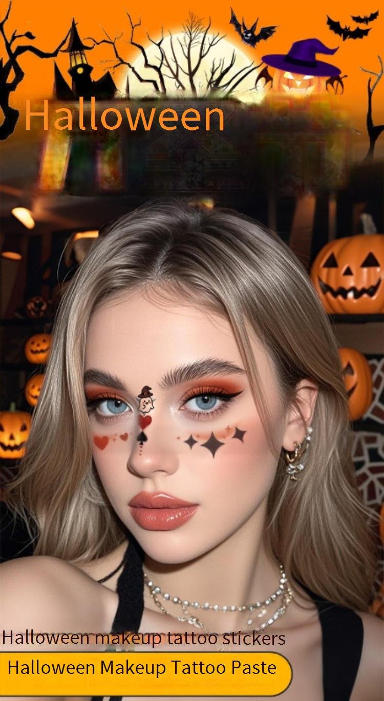 enchanting halloween face art tattoo sticker