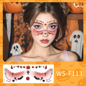 enchanting halloween face art tattoo sticker