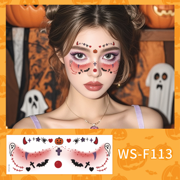 enchanting halloween face art tattoo sticker