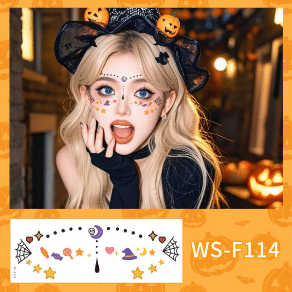 enchanting halloween face art tattoo sticker
