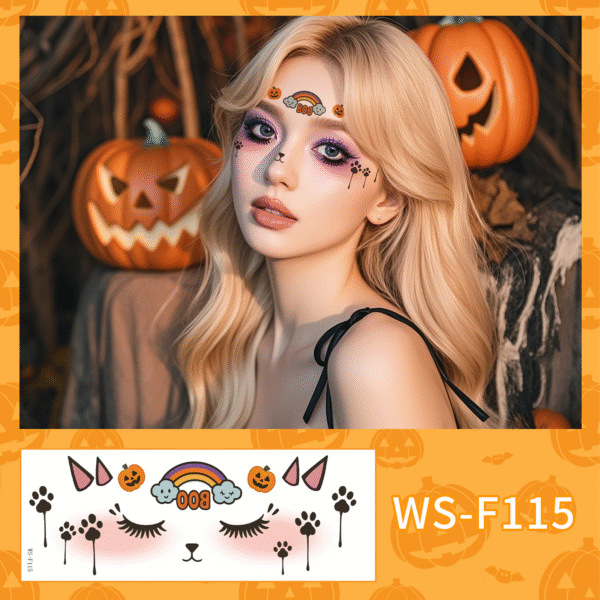 enchanting halloween face art tattoo sticker
