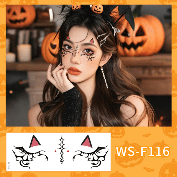 enchanting halloween face art tattoo sticker