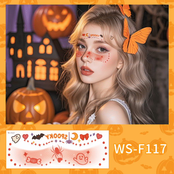 enchanting halloween face art tattoo sticker