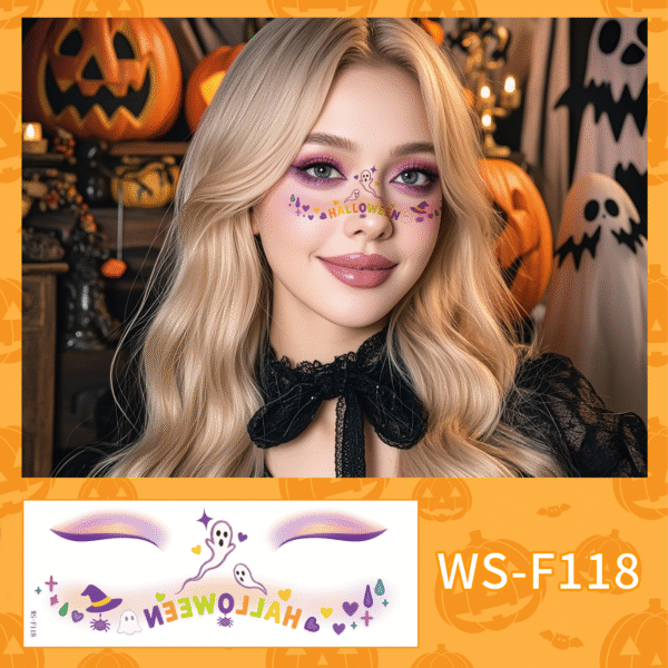 enchanting halloween face art tattoo sticker