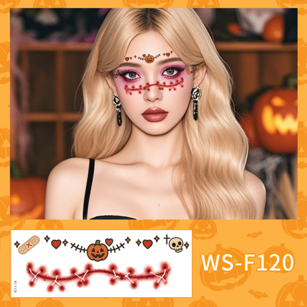 enchanting halloween face art tattoo sticker