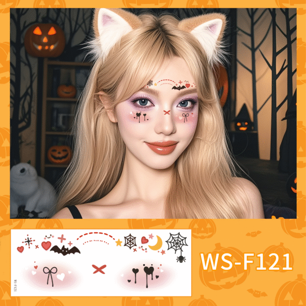 enchanting halloween face art tattoo sticker