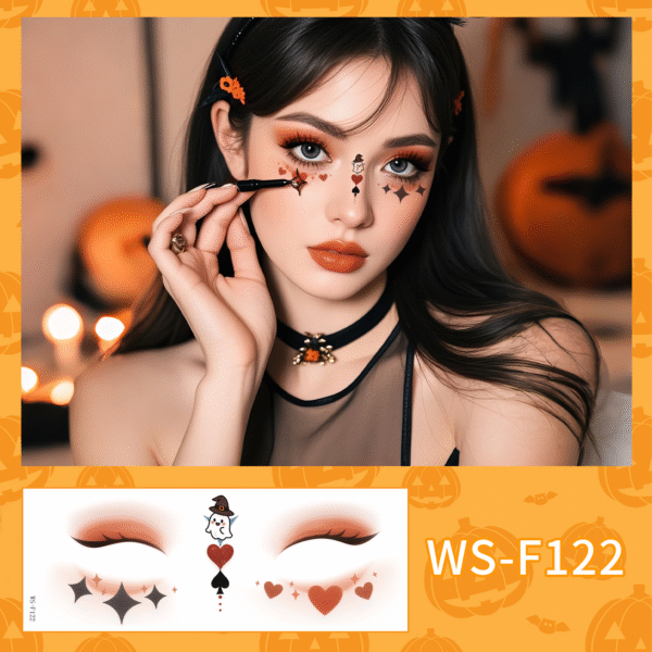 enchanting halloween face art tattoo sticker