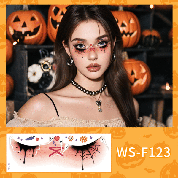 enchanting halloween face art tattoo sticker