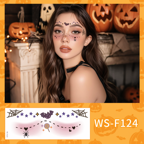 enchanting halloween face art tattoo sticker