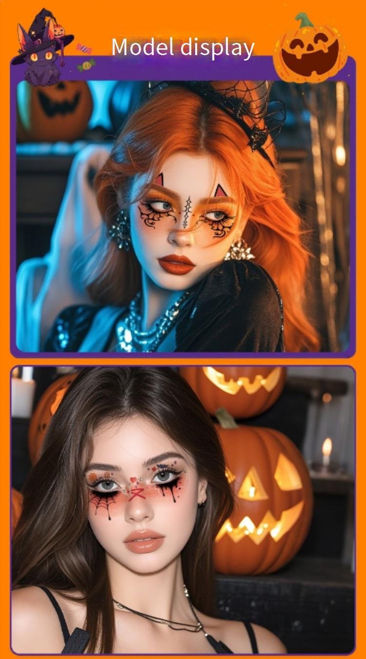 enchanting halloween face art tattoo sticker