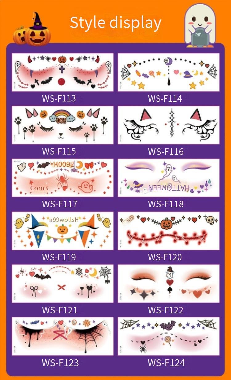 enchanting halloween face art tattoo sticker