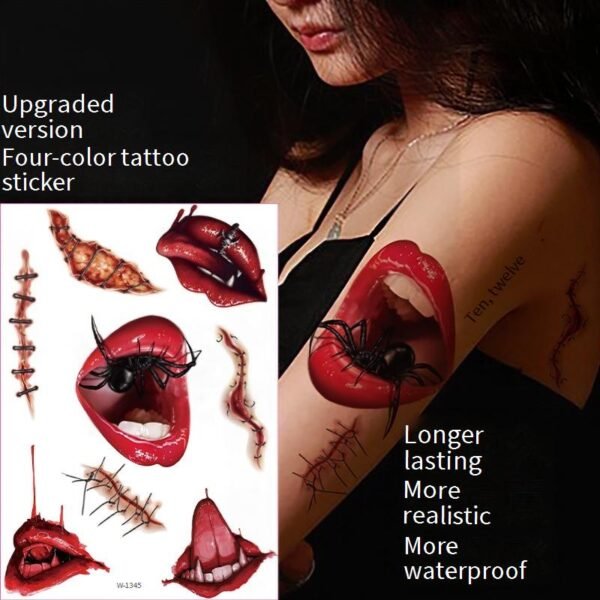 waterproof simulated scar horror half arm tattoo