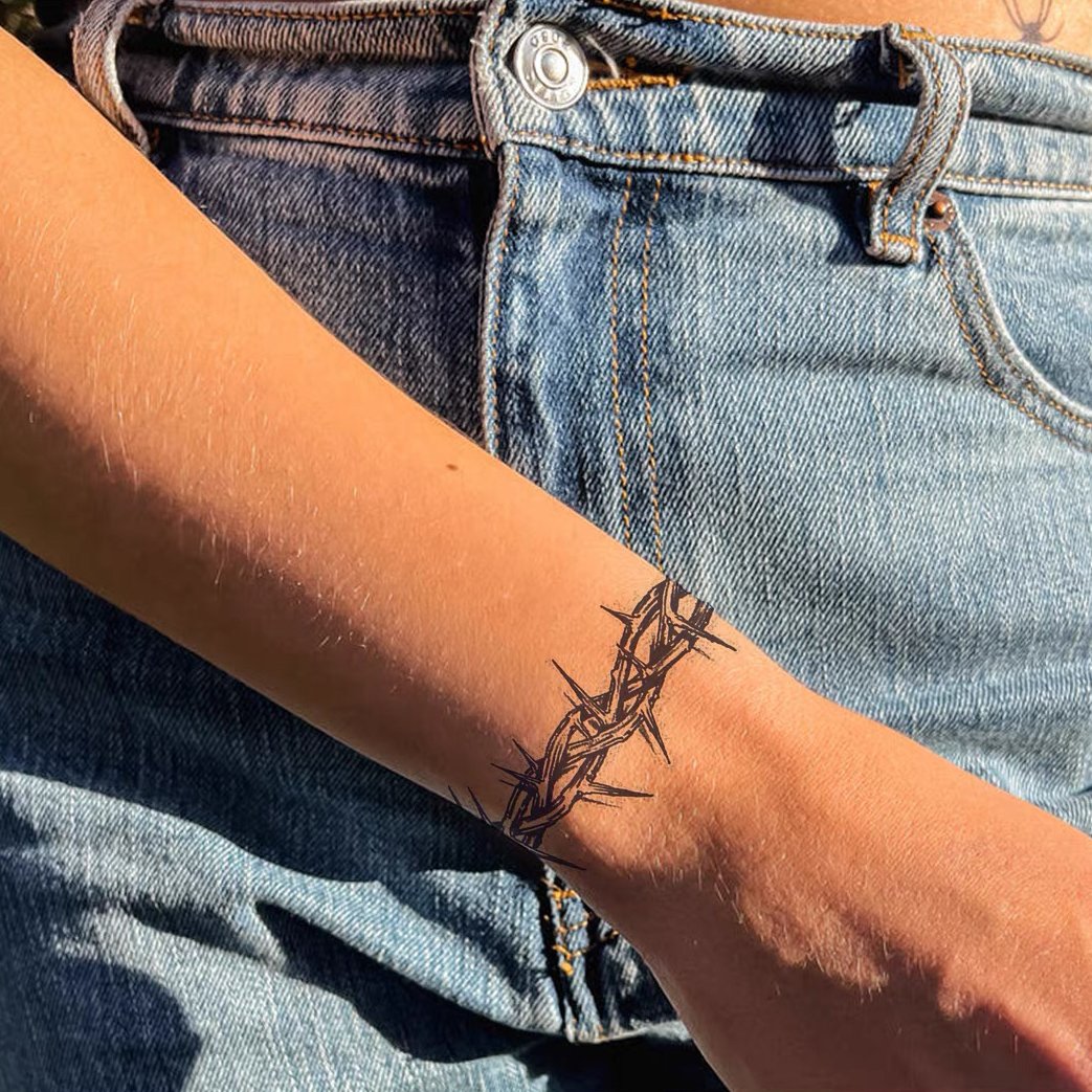 thorn; grass root tattoo sticker, ins style cool and handsome semi permanent dark realistic long lasting non fading waterproof and non ive.