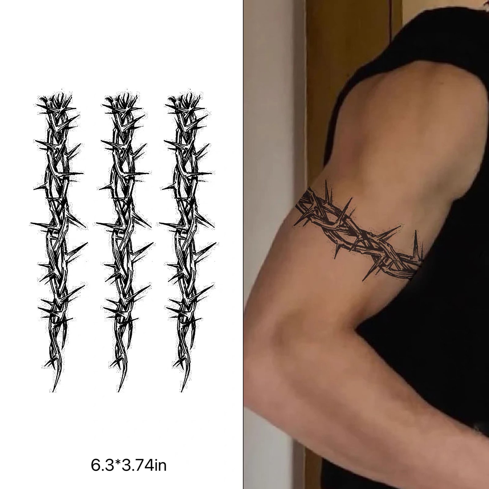thorn; grass root tattoo sticker, ins style cool and handsome semi permanent dark realistic long lasting non fading waterproof and non ive.