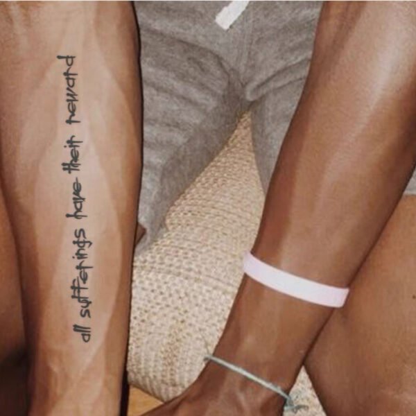 all suffering has a reward | herbal tattoo sticker for women, dark and realistic, long lasting, waterproof and non reflective