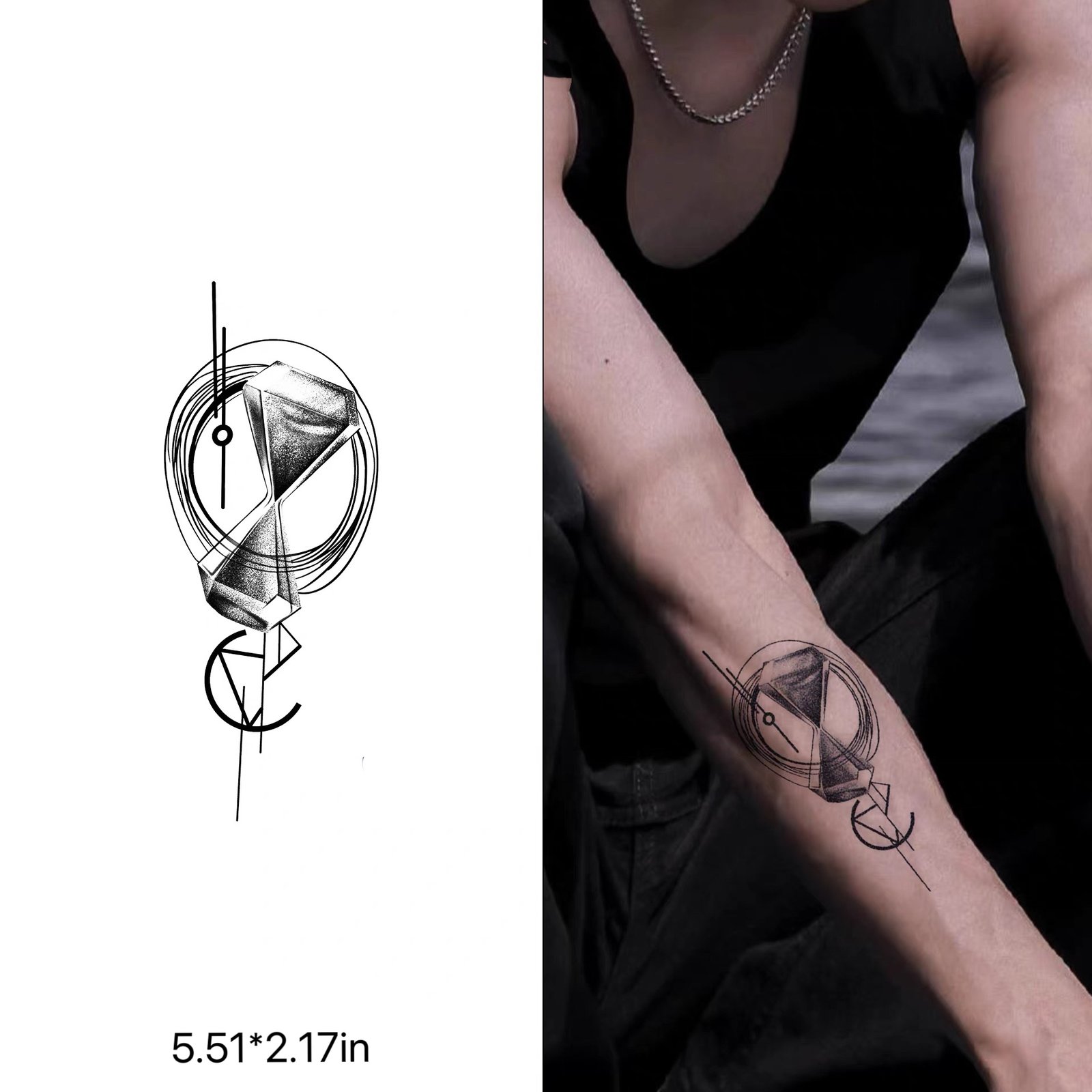 hourglass | herbal tattoo sticker cool handsome dark persistent realistic non fading waterproof non reflective