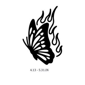 flaming butterfly transfer tattoo