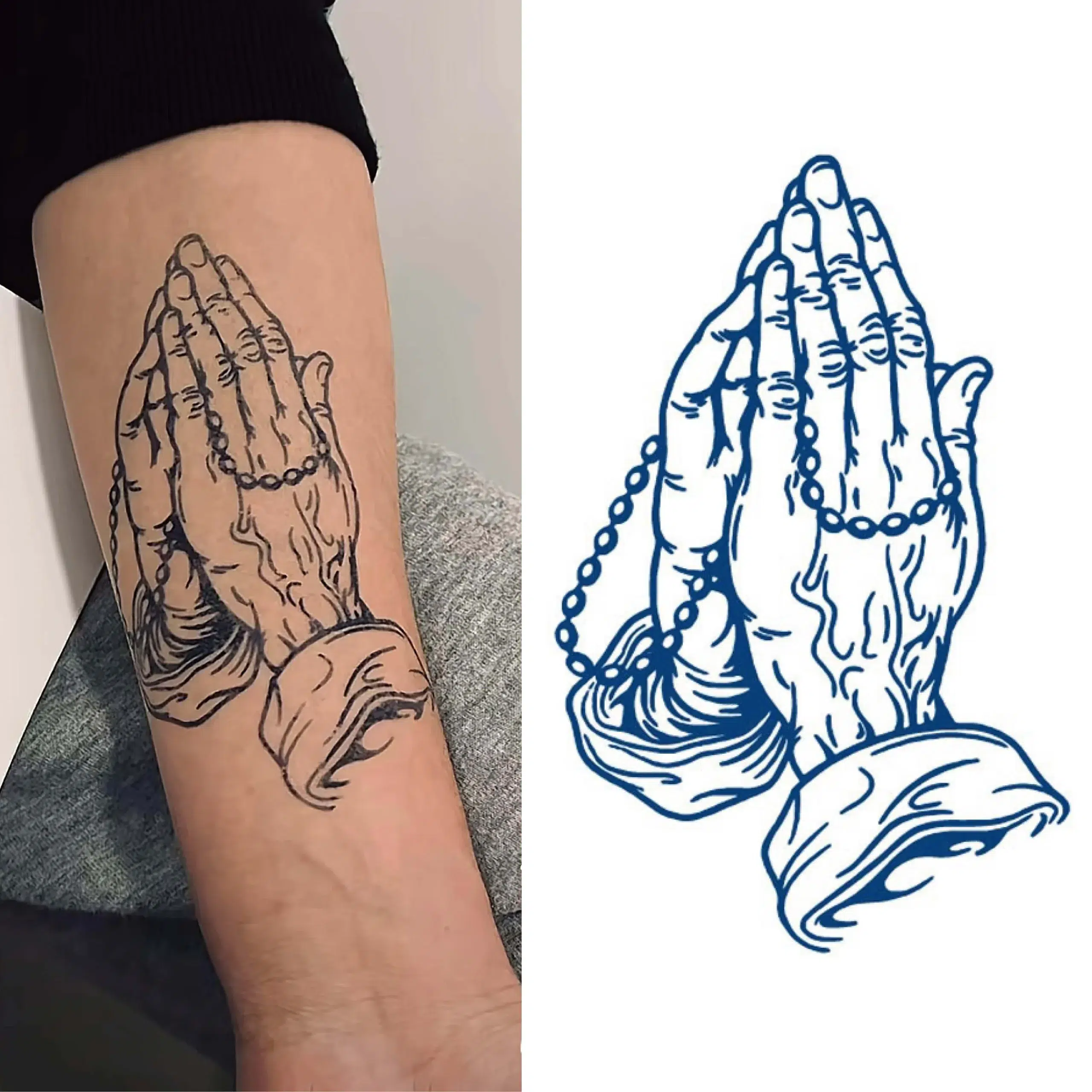 Praying Hands Semi-Permanent Tattoo