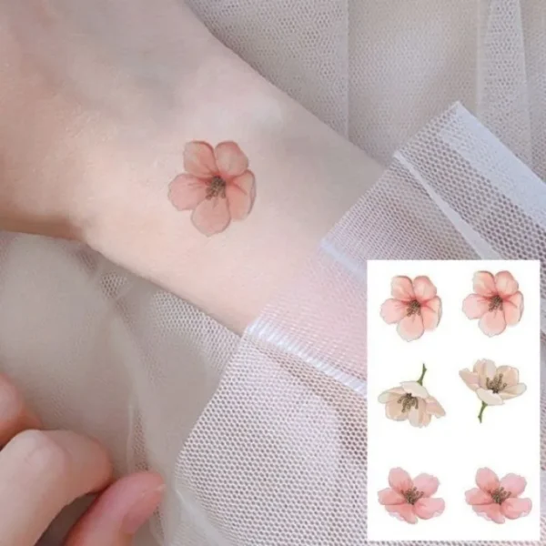 Waterproof Floral Temporary Tattoos | BloomTint Dainty Cherry Blossom for Wrist & Collarbone