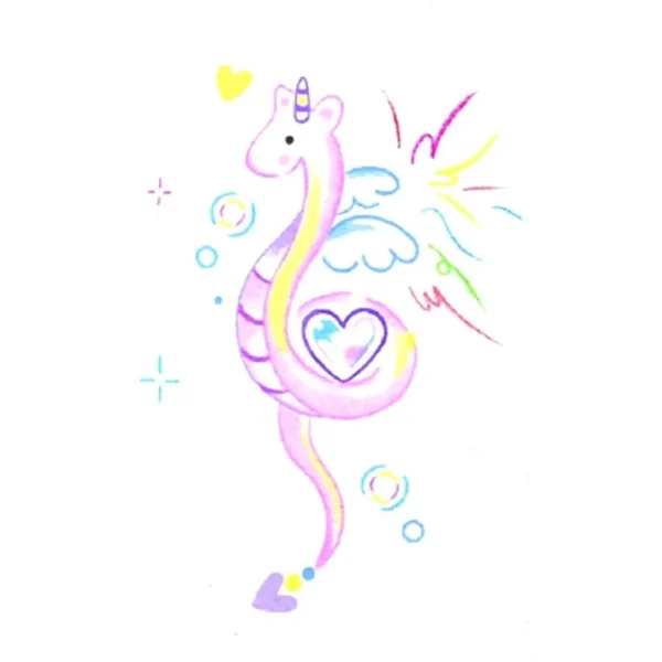 Fun Kids Stickers | Waterproof Rainbow Unicorn-Seahorse Temporary Tattoos
