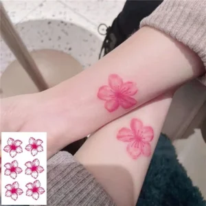 Waterproof Floral Temporary Tattoos | BloomTint Dainty Cherry Blossom Wrist & Collarbone
