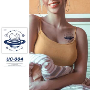 "Cosmic Cat Nap on Saturn" Herbal Temporary Tattoo