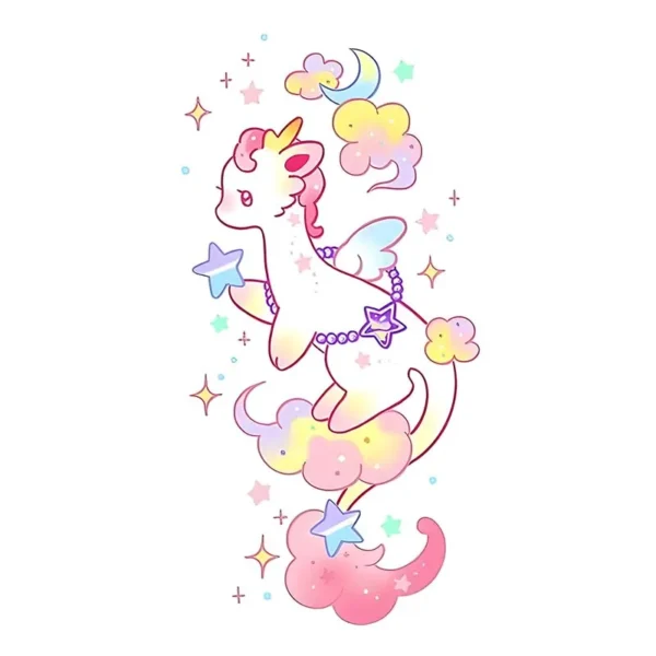 Kids' Temporary Tattoos | Cute Cloud & Star Winged Unicorn
