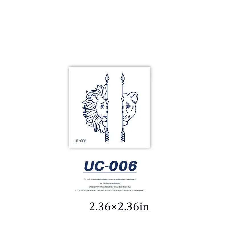 Lion Duet with Arrow Accent | Herbal Adult Tattoo Stickers