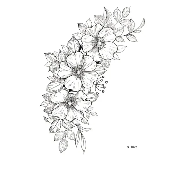 Elegant Botanical Sketch | Herbal Body Art Stickers for a Natural Look