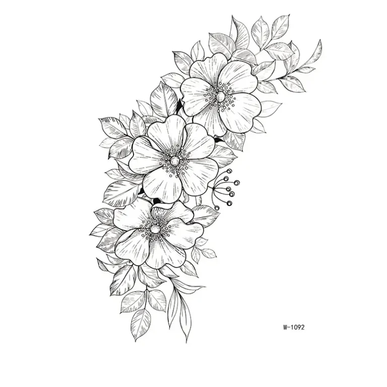 Elegant Botanical Sketch | Herbal Body Art Stickers for a Natural Look
