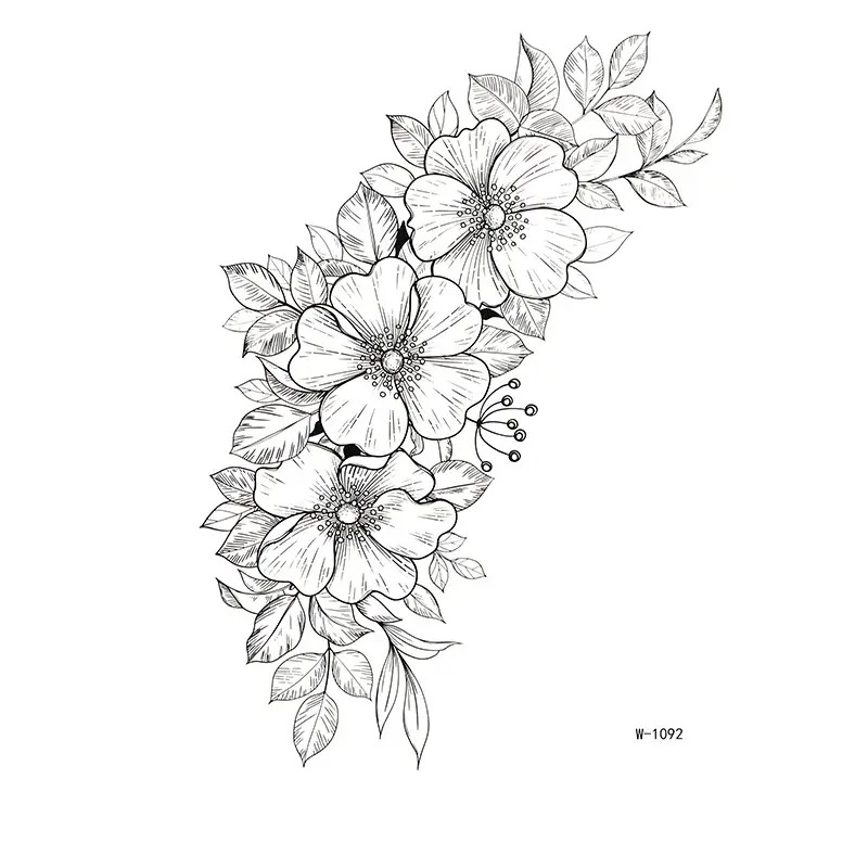 Elegant Botanical Sketch | Herbal Body Art Stickers for a Natural Look