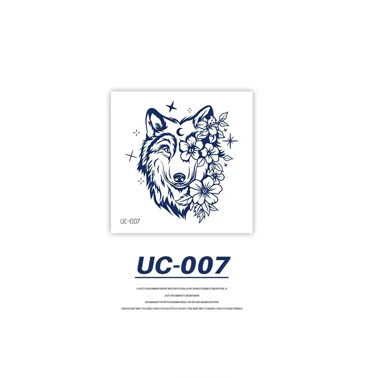 Epic Lunar Wolf & Bloom - tattoo sticker online Lasts7-14Days