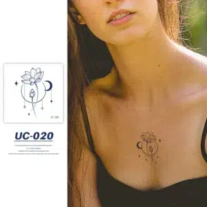 "Moonlit Lotus & Star Accent" Temporary Tattoo