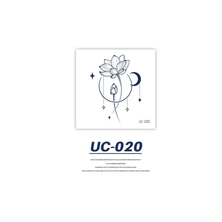 Herbal Body Tattoo Sticker | Moonlit Lotus & Star Accent