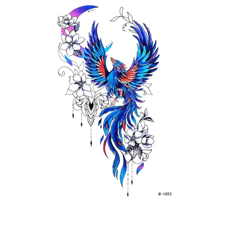 Women's Temporary Tattoos | Vibrant Phoenix & Floral Herbal Tattoo Sticker