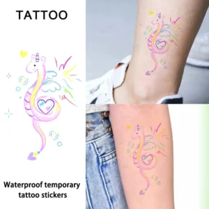 Fun Kids Stickers | Waterproof Rainbow Unicorn-Seahorse Temporary Tattoos