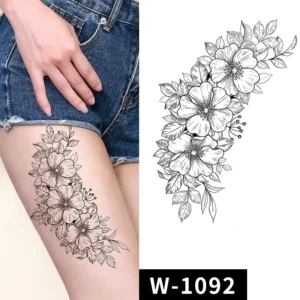 "Elegant Botanical Sketch Tattoo Sticker"