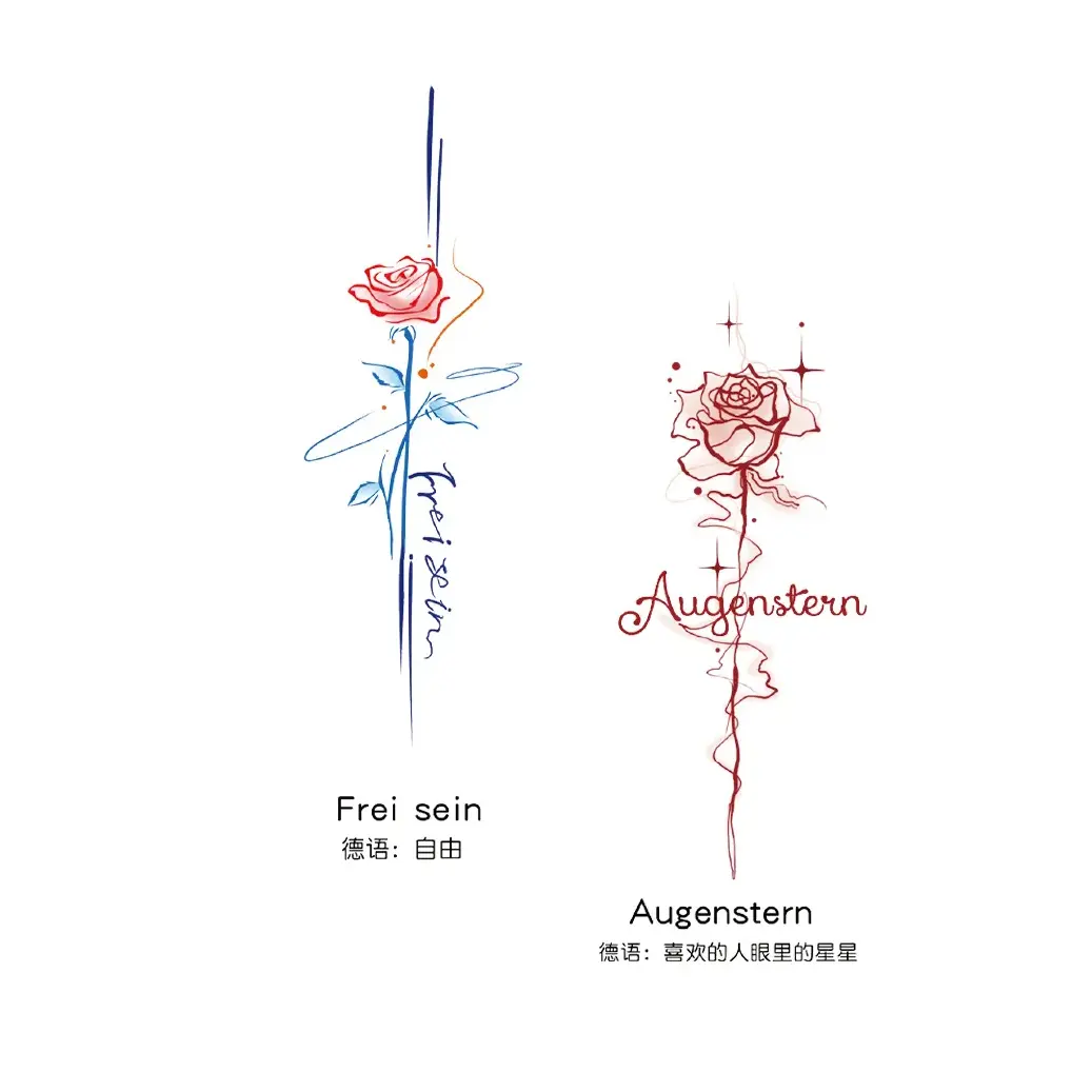 "Augenstern" Red Rose Finger Tattoo Sticker - Image 4