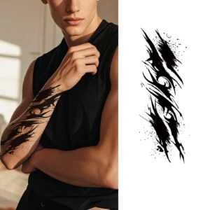 Abstract Claw & Splash Blackwork Temporary Tattoo