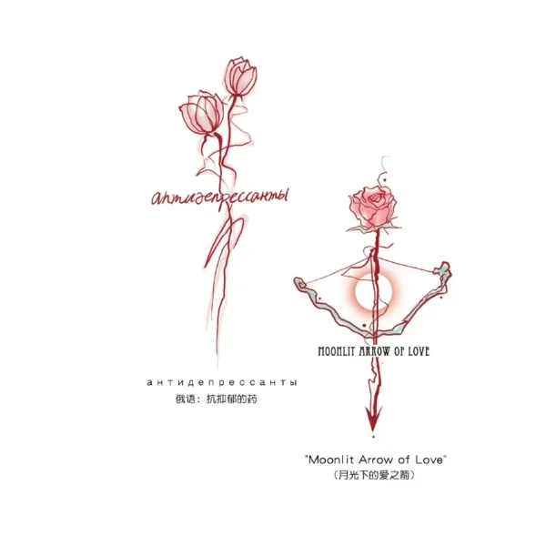 Minimalist Red Rose Finger Tattoo Sticker