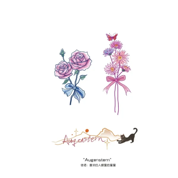 Elegant Pastel Floral & Quote Finger Tattoo