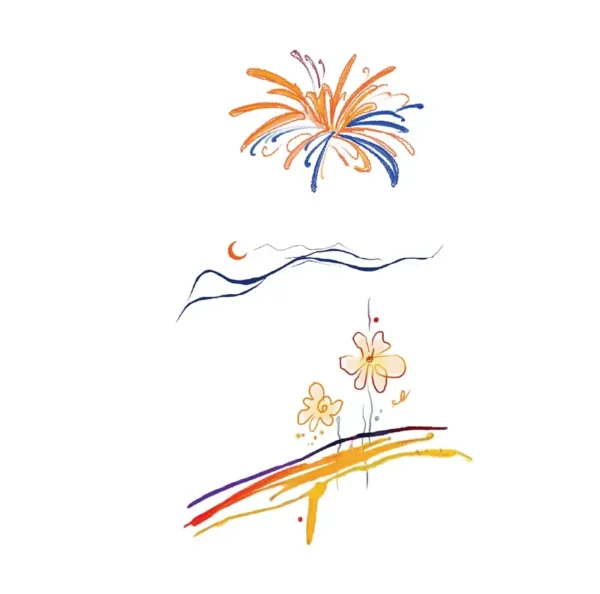 Firework & Floral Delight Finger Tattoo Sticker