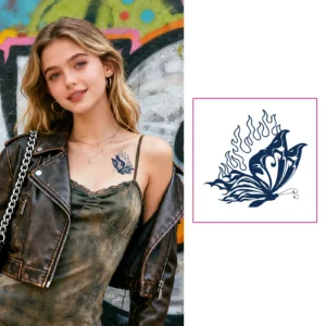 Flame Butterfly Herbal Temporary Tattoo
