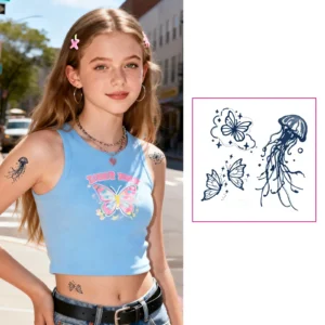 Jellyfish & Butterfly Herbal Temporary Tattoo Pack